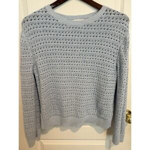 Banana Republic Women's Ice Blue Sweater  Open Knit Weave XL‎